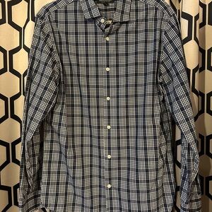 Banana Republic Navy and White Plaid Button-Down Shirt